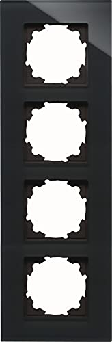 HK07 - Glas-Abdeckrahmen 4-Fach, Farbe: schwarz