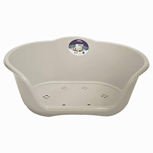 YöL Heavy duty plastic waterproof small pet dog cat puppy bed basket strong small dog bed - Light Grey Small