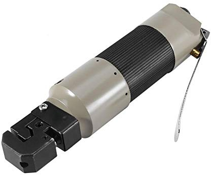 Taidda 2 in 1 Pneumatic Straight Punch Flange Tool, 5mm Hole, 1/4 4.00cfm 90psi, Edge Setter, Hole Punch, Crimping Tool, Plastic, Metal, Black with metallic finish, Rubber Handle