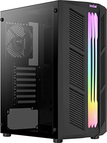 Aerocool PRIME, ATX PC-Gehäuse, ARGB Dreifach-Front, Gehärtetes Glas,Lüfter 12cm