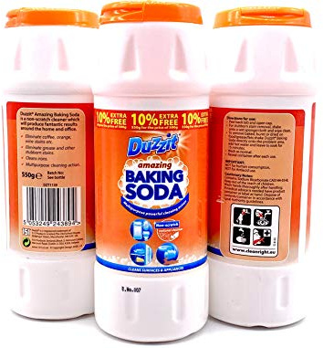 Bundle 3 Pack Duzzit Baking Soda **550g**, Non Scratch Multipurpose Powerful Cleaning Action. Eliminates Stains Such As Coffee, Orange, Grease and Wine. Comes with 10% Extra Free