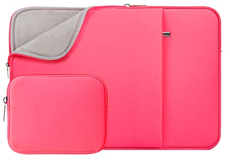 RAINYEAR 15,6 Pollici Custodia Protettiva per Laptop PC Computer Tasca Sleeve Morbide con Piccola Borsa Aggiuntiva,Compatibile 15,6 Chromebook Ultrabook Notebook(Rosa Brillante,Versione Aggiornata)