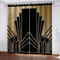 DILITECK Vorhänge Schlafzimmer Schwarz Gold Geometrie Muster 220X215Cm 3D Verdunkelungsvorhänge Mit Ösen 2 Stück Schallisolierende, Kälte-Und Wärmeabweisende Uv Schutz Blickdichte Gardinen Für Schlafz