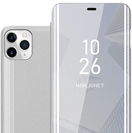 Cadorabo Hülle kompatibel mit Apple iPhone 11 PRO MAX Schutzhülle TPU Silikon Case 360 View Spiegel, Slim Kratzfest Weiche Gummi mit Rundumschutz Cover Hülle für iPhone 11 PRO MAX in Silber