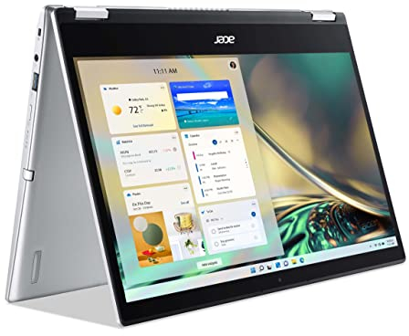 Acer Spin 1 (SP114-31-C3ZG) - Ordenador portátil convertible de 14 pulgadas Windows 11 Home en modo S - Pantalla táctil FHD, Intel Celeron N5100, 4 GB DDR4 RAM, Intel UHD Graphics, Plata