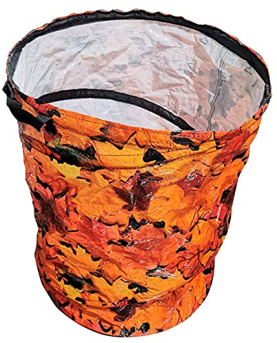 Dehner Gartenabfallsack Pop-Up Blätter, 120 l, Ø 44 cm, Polyethylen, orange