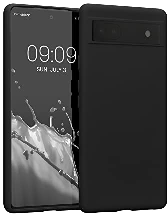 kwmobile Hülle kompatibel mit Google Pixel 6a Hülle - gummierte TPU Silikon Handyhülle - Schutzhülle für kabelloses Laden - Case in Schwarz
