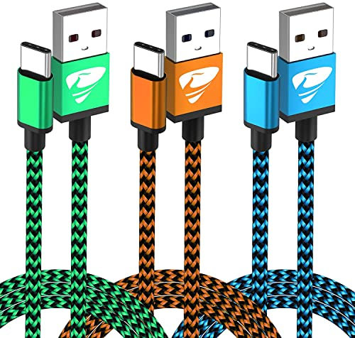 Aioneus USB C Charger Cable 3m 3Pack, Extra Long Type C Cable Braided 3A Fast Charging Lead for Samsung Galaxy S22 S21 S20 S10 S9 A21s A12 A13 A22 A32 A41 A51 A50, Huawei, Sony Oppo, Google Pixel
