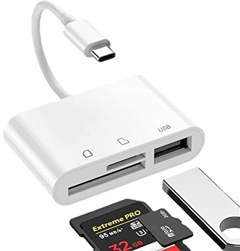 Lector de Tarjetas SD, Lector de Tarjetas Micro SD USB C, Adaptador de Lector de Tarjetas de Memoria, Lector Tarjetas SD Tipo C, Compatible con MacBook, Portátil,Teléfono USB-C y Más