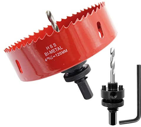 Sega a tazza 125mm, perno per impieghi gravosi LAIWEI, punta HSS 4341, fresa a tazza per praticare fori in legno, alluminio, PVC e altri materiali