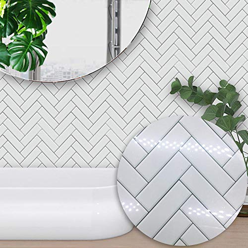 HOMEER Fliesenaufkleber Fischgräten kämpfen Textur 10cmX10cm fliesenaufkleber Badezimmer Küche Kinderzimmer TV Hintergrund Dekoration Wasserdicht selbstklebend 1 set of 10 pcs