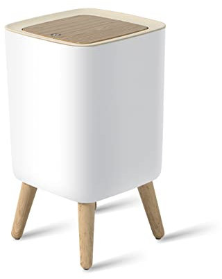 Poubelle de salle de bain avec couvercle, 9 litres, bureau moderne, près du bureau, chambre à coucher, poubelle avec bouton-poussoir, petite poubelle nordique pour salon, toilettes, crèche, résistant