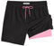MaaMgic 2 in 1 Pantaloncini da Bagno da Uomo Asciugatura Veloce Costume da Bagno per Surf sulla Spiaggia Multi-funzioni Allenamento con Fodera di Compressione 7 Pollici,Nero Rosa 7,M