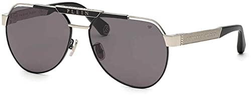 Philipp Plein Unisex SPP073M Sunglasses, 0583 Palladio C/Parti Nero Lucido, 63