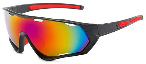 Polarized Sunglasses,Polarized Cycling Glasses,Outdoor Sports Sunglasses,Sports Sunglasses Mountain Bike,Polarised Sports Sunglasses for Men and Women Black Framed Purple Mercury