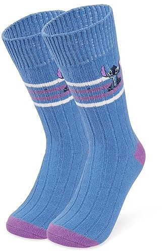 Disney Bettsocken für Damen - Warme Stitch Baby Yoda Hausschuhe Socken - Rutschfeste Einheitsgröße - Frauen Geschenke (Blau Stitch)