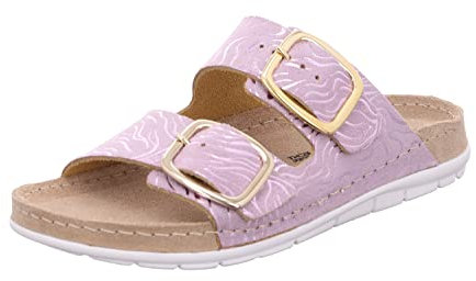 Rohde Damen Pantolette Veloursleder goldene Schnalle Rodigo-D 5878, Größe:42 EU, Farbe:Lila