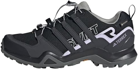 adidas Damen Terrex Swift R2 Gore-TEX Hiking Shoes Wanderschuhe, Core Black/Solid Grey/Purple Tint, 41 1/3 EU