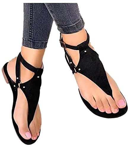 Sandales Plates Femme Été Arrière Fermé Sandales Plates Femme Été Enfiler Séparateur Romaines Flip Flops Semi Trailer Sandales à Lanières Slip-on Nu-Pieds Confort Flip Flops Casual Sandales de Plage