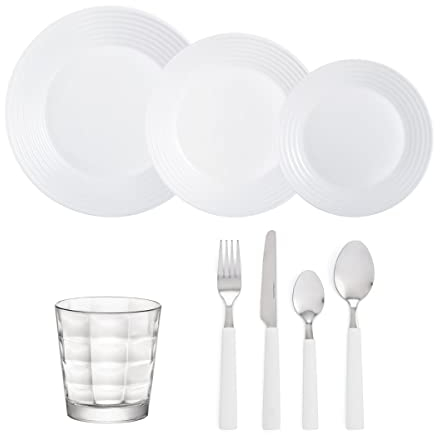 Quid Harena-acqua-habit Vajilla Vidrio-set 6 Vasos Vidrio-set 24 6 Personas-48 Piezas Sodo No Apto Microondas Apilable