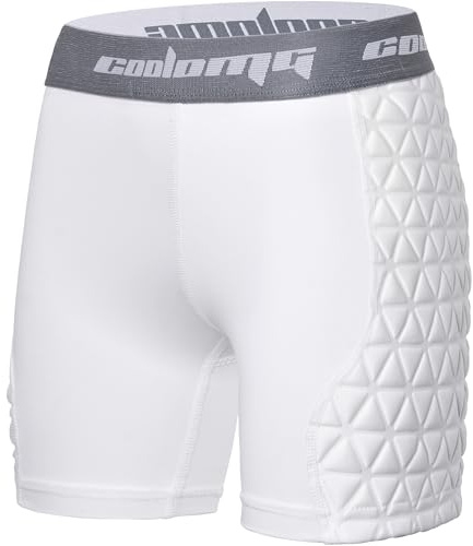 COOLOMG Girls Youth Sliding Shorts Softball Padded Compression Slider Shorts for Baseball Football Lacrosse Cricket White L