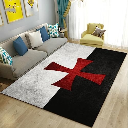 CKSEKD Tempelritter Cavalier Kreuzritter Game Area Teppich Teppich für Wohnzimmer Schlafzimmer Sofa Fußmatte rutschfeste Bodenmatte 80X120cm