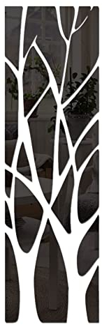Uposao 3D Acryl Wandaufkleber Bäume mit Branchen Spiegel Aufkleber umweltfreundliche Wandtattoos für Schlafzimmer Badezimmer Dekoration 3D Spiegelaufkleber,135x37cm