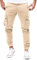 Cassiecy Cargohose Herren Slim Fit Casual Jogger Chino Cargo Hosen Stretch Jogginghose Sporthose Freizeithose mit 6 Taschen (M, Khaki)