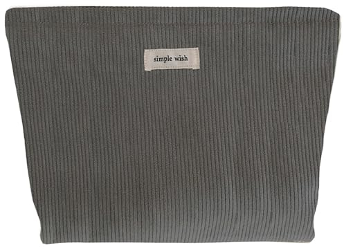 Torytoe Kosmetiktasche, Kulturtasche Cord Mäppchen Make Up Schminktasche Massivfarbe Waschtasche Travel Cosmetic Organizer Portable Kulturbeutel Reisen Kulturtasche für Damen, Dark Gray