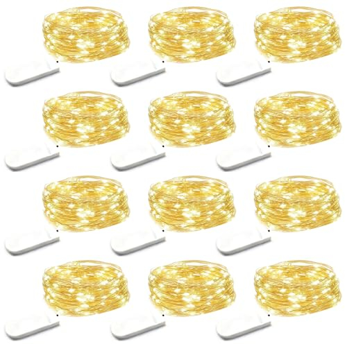 Lichterkette Batterie, Micro LED Lichterkette mit Batterie 12 x 3M, Mini 30LED Lichterkette Innen Batterie, Fairy Lights Wasserdicht für Party, Weihnachten, Halloween, Hochzeit, Beleuchtung Deko