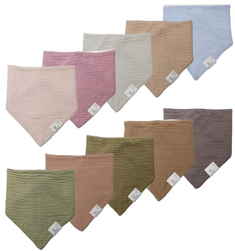 Joe & Tilda Baby Musselinlätzchen aus 100% Baumwolle, Dreieckstuch, Zahnungslätzchen, Baumwolllätzchen, Sabberlätzchen, Dreieckstuch (hellblau)