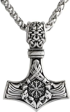 WODANICA Thors Hammer Halskette Wikinger Schmuck Edelstahl Anhänger Mjölnir Wikinger Runen Kelten Germanen