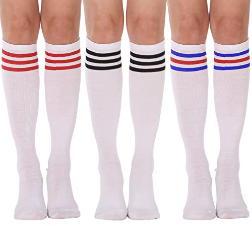 DRESHOW 3 Paia Calzettoni Calze Gambaletto Calzini Lunghi Calzettoni Coscia Scaldamuscoli Stivali Ginocchio Alta Calze di Avvio per Ragazze e Donna
