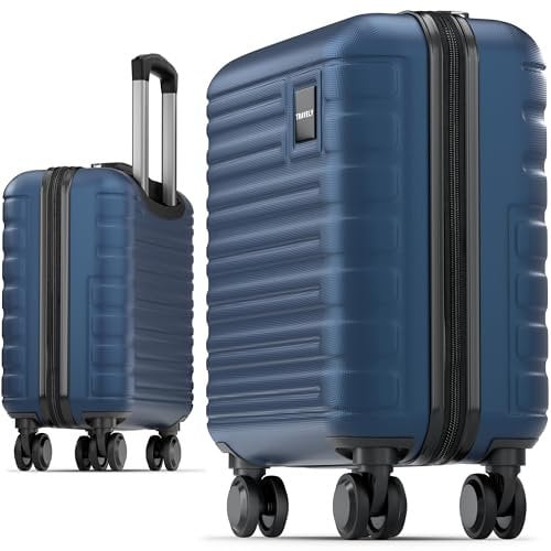 Travely Premium Handgepäck Koffer 45x36x20cm - passend für Ryanair, Lufthansa, Eurowings und co. I 32L Handgepäck Koffer mit sanften Rollen, Reisekoffer, Nachtschwarz