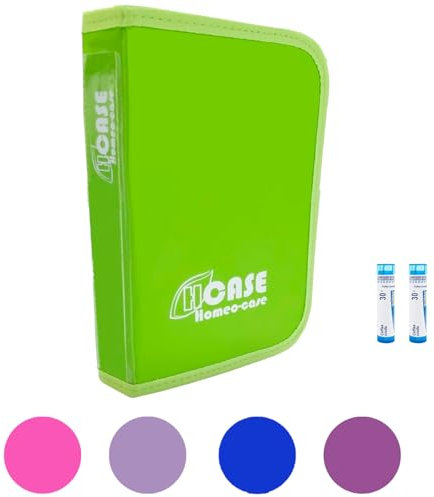 HOMEO-CASE | Astuccio Omeopatia con 40 Spazi per i Tubi Boiron da 4gr | Porta Granuli Omeopatici | Colore Verde (Tubi non inclusi) | Chiuso 21,5 x 14,5 cm | Aperto 48,5 x 21 cm