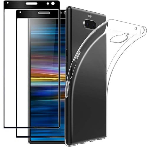 NOVAGO Compatible avec Sony Xperia 10 Plus -Pack complet- coque Résistante transparente + 2 films protection écran verre trempé