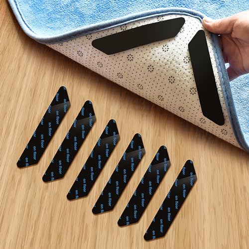 KARAT Teppich Antirutschunterlage Rutsch Stop - Antirutschmatte für Teppiche 24 Stück - Teppichstopper zuschneidbar und für alle Bodenbeläge geeignet, Starke Haftung 2,5 x 13 cm (Louis)