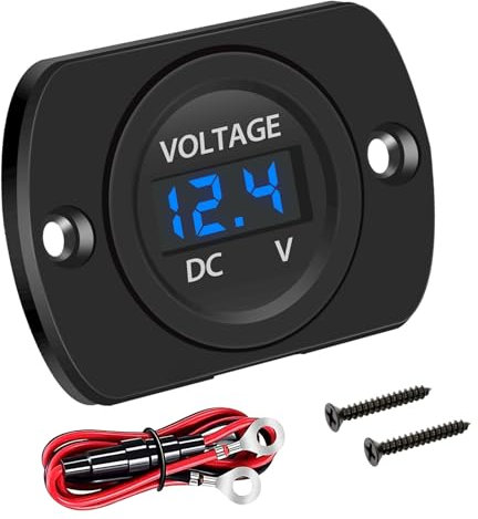 Linkstyle DC Voltmeter 12V Auto, Wasserdichtes LED Anzeige Spannungsanzeige 12V 24V mit 10A Sicherung für Fahrzeuge Motorrad Boot ATV UTV SUV