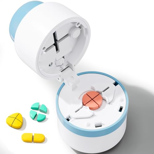 Pill Cutter - Pill Splitter for Small Pills with Stainless Steel Blade in one Third/Fourth, Suitable for Cuting Vitamins, Tablets (1/4 Blue)