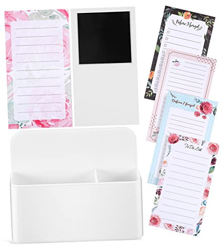 SEWACC Magnetic Pen Holder Note Pad for Refrigerator Small Notepad Magnet for Memo Reminder and Grocery List Fridge