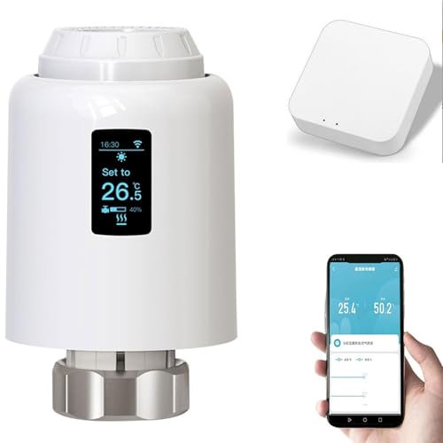 QYOEGSQ Smart Radiator Thermostat Valve,WiFi Add-On Smart Radiator Valve Programmable Temperature Controller with Voice and APP Control,Smart Digital Heating Control(1pcs)