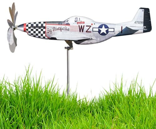 Umiocns Flugzeug-Windspiel, Metall, Windmühlen für Garten, Windskulptur