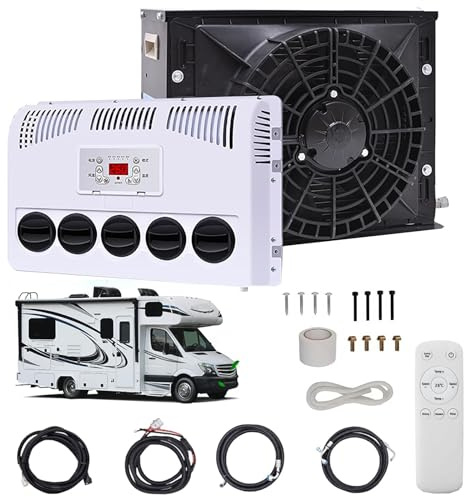 12 V/24 V RV-Klimaanlage, 850 W Split-Park-Klimaanlagen-Set, 450 m³/h Luftvolumen, leise – schnelle Kühlung, für Sattelauflieger, Busse, Wohnmobile, Wohnwagen, Bagger – 24 V