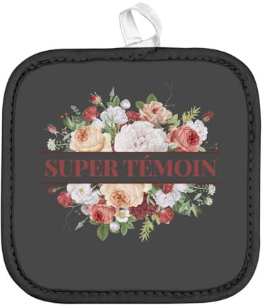 Manique de Cuisine - Super Témoin Mariage Mariée Bouquet Fleurs - (17 x 17 cm)