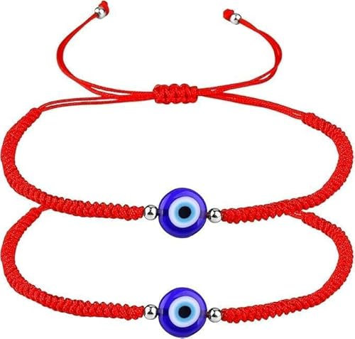 Dumhuts Bracelets Assortis Contre le Mauvais Œil pour Couples - Bracelets Tissés Rouges Réglables pour Meilleurs Amis, Amoureux et Amis