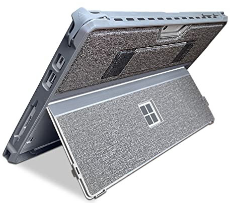SSS·GRGB Protective Case for Microsoft Surface Pro 7+/7/6/5/4/Pro LTE 12.3-Inch - Slim All-in-One Rugged Cover with Hand Strap, Compatible with Type Cover Keyboard & Adjustable Stand (Gray)