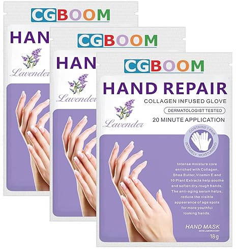 Lot de 3 paires de gants hydratants pour les mains - Masque exfoliant pour les mains - Soin doux des mains - Pour mains sèches et gercées (classique)