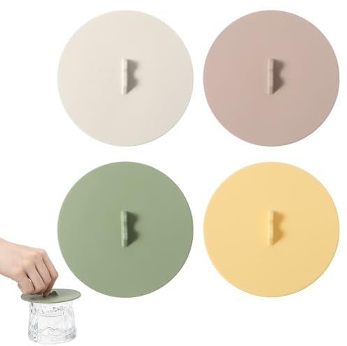 4 Pcs Silicone Cup Lids, Silicone Cup Covers, Colored Universal Cup Lids, Reusable Silicone Cup Covers for Drinks, 3.9 Inch Universal Mug Lids, Food Grade Dust-Proof Airtight Seal for Coffee, Tea