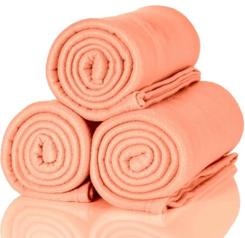 ALCLEAR A3AR Fleecedecken Set, 3 Stück 130x160 cm, Altrosa, Überwurf | über 200 g/m², Oeko-Tex zertifiziert, weiche Sofadecke, Wohndecke, Picknickdecke, fusselfrei, pflegeleicht, warm