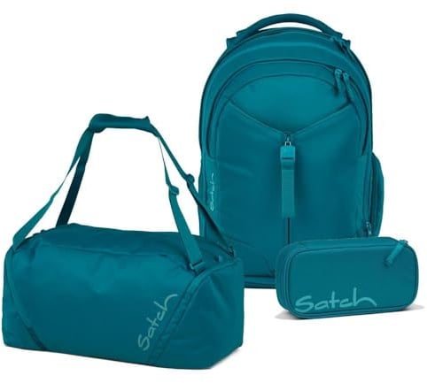 Satch Match Schulrucksack Set 3tlg. inkl. Schlamperbox und Sporttasche (Deep Petrol)
